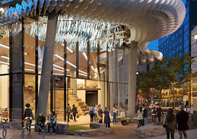 Exterior rendering of the retail entrabnce