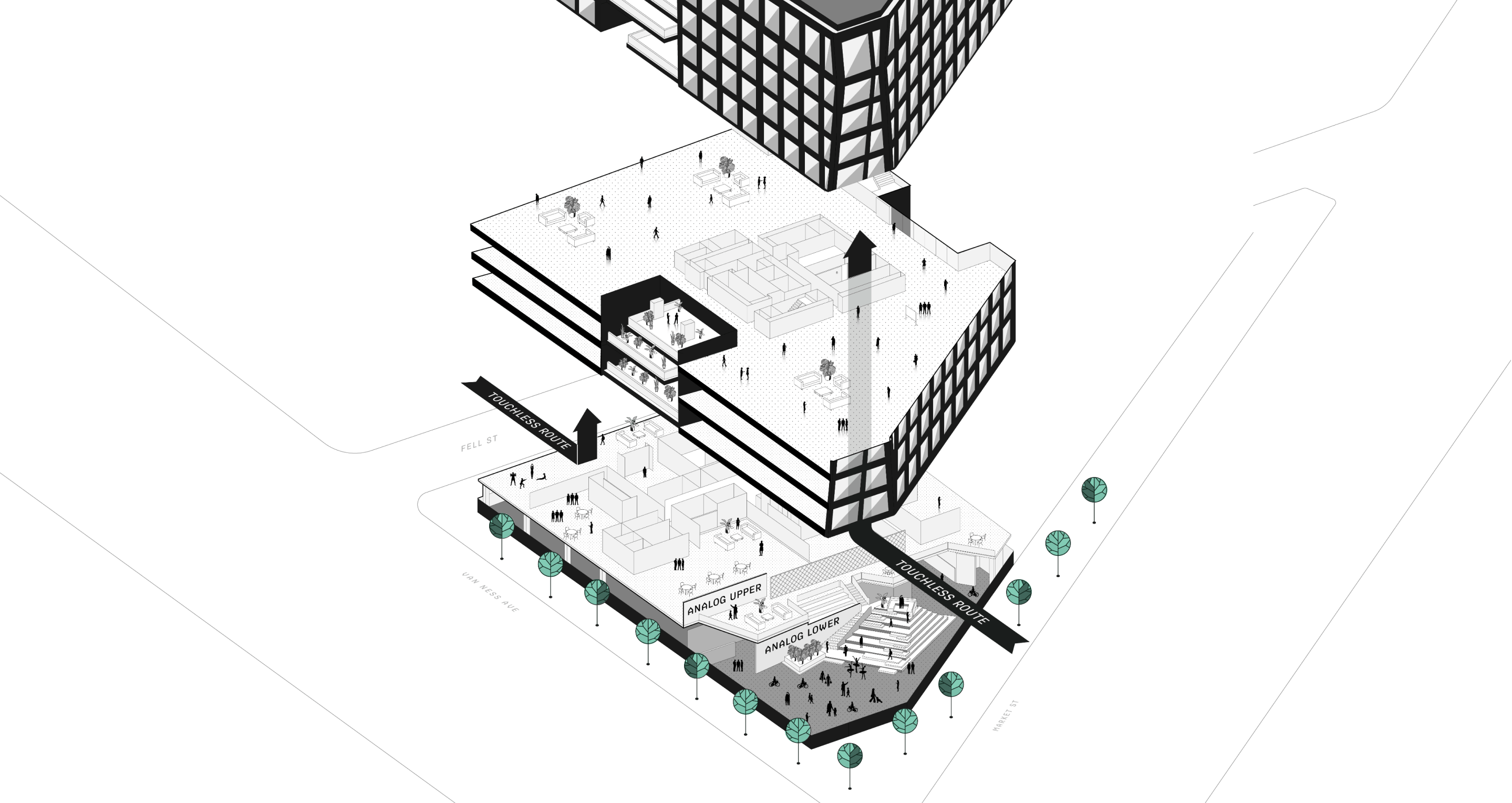 cutaway illustration of the building