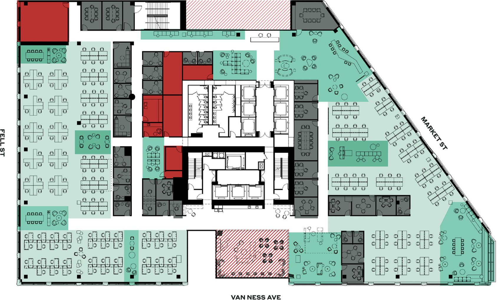 Test fit diagram showing a single floor layout option