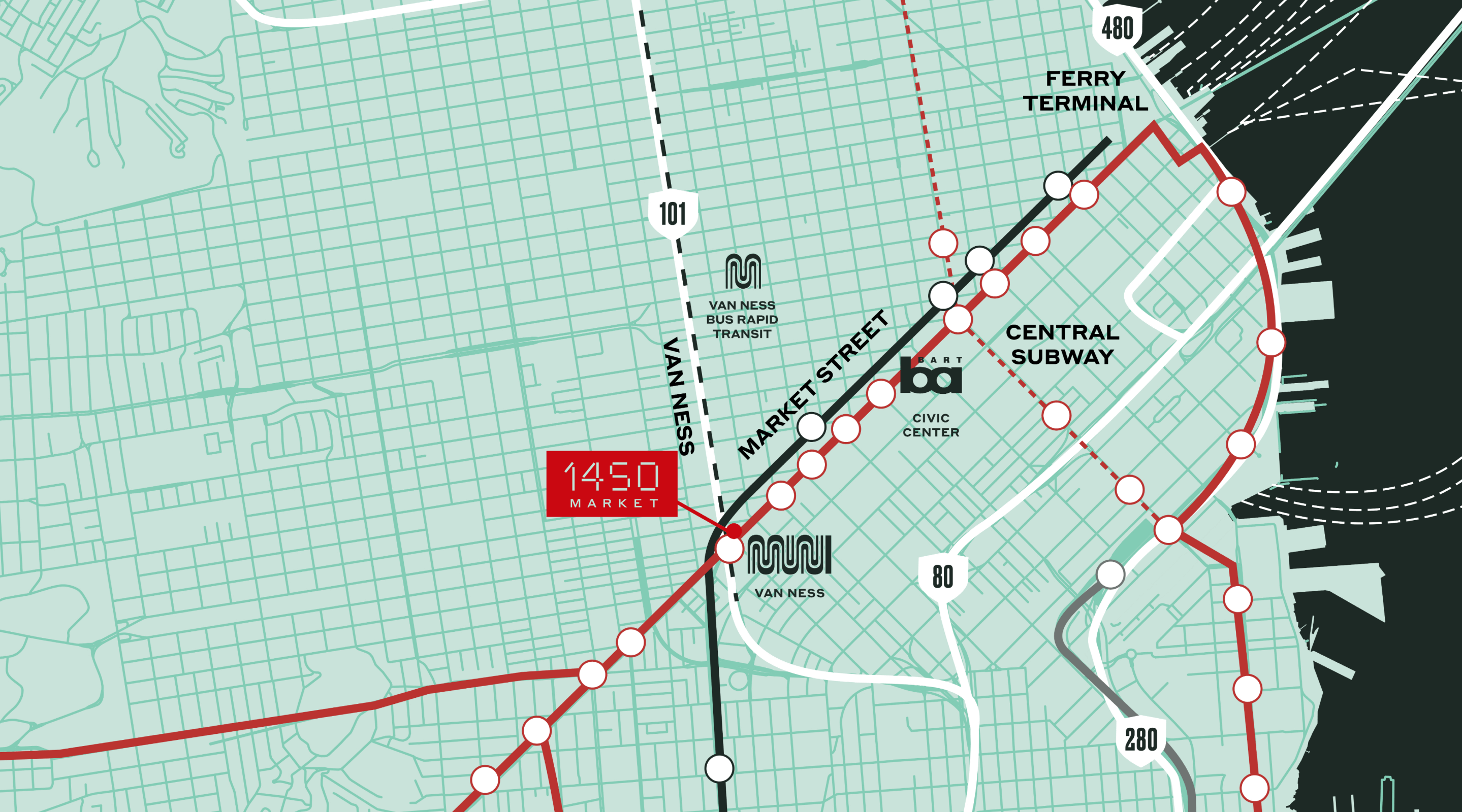 Map illustration of the transportation available in the area